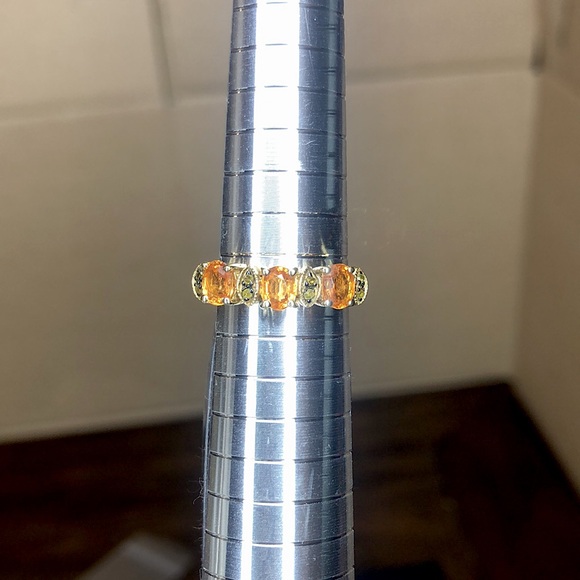 CITRINE and MARCASITE Vermeil Single Band Ring Sz 7 - Picture 15 of 17